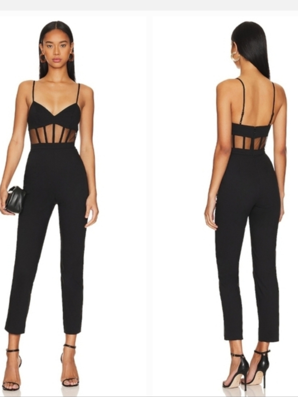 NBD Bianna Sheer Corset  Pant Jumpsuit Black Size Small